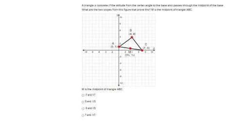 Atriangle is isosceles if the altitude from the vertex angle to the base also passes through the mid