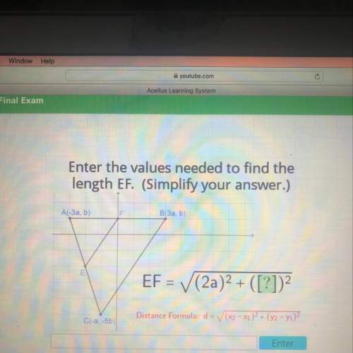 Enter the values needed to find the length ef (simplify your answer) !