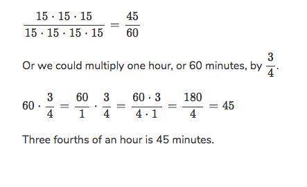 How many minutes in 3/4 of an hour?