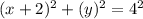 (x+2)^{2}+(y)^{2} =4^{2}