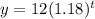 y=12(1.18)^t