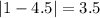 \left|1-4.5\right|=3.5