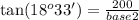 \tan(18^o 33')= \frac{200}{base2}