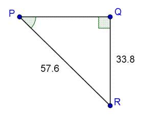 In _pqr, find the measure of _p.  30.4á 35.9á 59.6á 54.1á