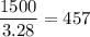 \dfrac{1500}{3.28}=457