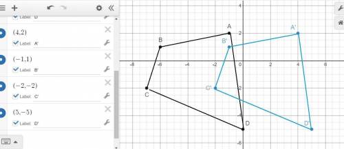 Draw the image of quadrilateral ABCD under a translation by 5 units to the right