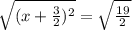 \sqrt{(x+\frac{3}{2})^2}=\sqrt{\frac{19}{2}}
