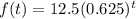 f(t) = 12.5(0.625)^t