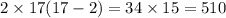 2\times17(17-2)=34\times15=510