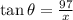 \tan \theta =\frac{97}{x}