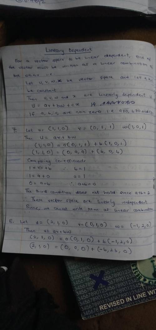 In each of Problems 7 through 11, determine whether the members of the given set of vectors are line