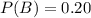 P(B) = 0.20