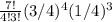 \frac{7!}{4!3!} (3/4)^{4} (1/4)^{3}