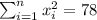 \sum_{i=1}^n x^2_i =78