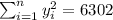 \sum_{i=1}^n y^2_i =6302