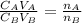 \frac{C_{A}V_{A}  }{C_{B}V_{B}  }=\frac{n_{A} }{n_{B} }