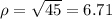 \rho=\sqrt{45}=6.71