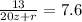 \frac{13}{20z+r} =7.6