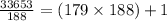 \frac{33653}{188} =(179\times188)+1