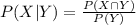 P(X|Y)=\frac{P(X\cap Y)}{P(Y)}