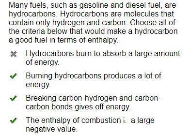 Many fuels, such as gasoline and diesel fuel, are hydrocarbons. Hydrocarbons are molecules that cont