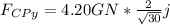 F_{CPy}=4.20 GN*\frac{2}{\sqrt{30}}j