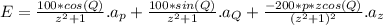 E = \frac{100*cos(Q)}{z^2 + 1}.a_p+ \frac{100*sin(Q)}{z^2 + 1}.a_Q + \frac{-200*p*zcos(Q)}{(z^2 + 1)^2}.a_z