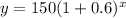 y=150(1+0.6)^x