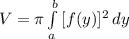 V=\pi \int\limits^b_a {[f(y)]^{2} } \, dy