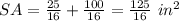 SA=\frac{25}{16}+\frac{100}{16}=\frac{125}{16}\ in^2