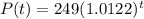 P(t) = 249(1.0122)^{t}