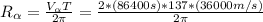 R_{\alpha} =\frac{V_{\alpha}T}{2\pi} =\frac{2*(86400s)*137*(36000m/s)}{2\pi}