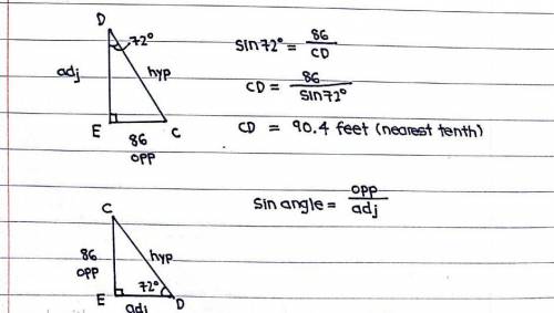 (I need some help please do if you can) ʕ•ᴥ•ʔ In ΔCDE, the measure of ∠E=90°, the measure of ∠D=72°,