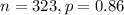 n = 323, p = 0.86