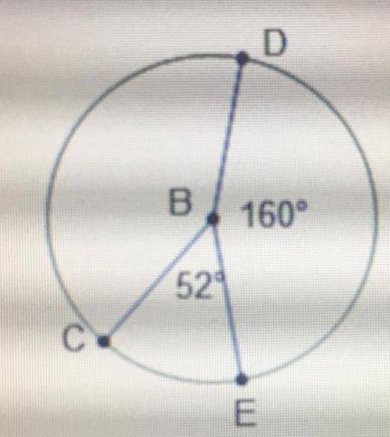 What is the measure of CED? 106° 108° 00 148° 212°