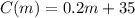 C(m) = 0.2 m + 35