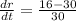 \frac{dr}{dt}=\frac{16-30}{30}