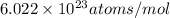 6.022\times 10^{23}atoms/mol