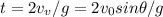 t = 2v_v/g = 2v_0sin\theta/g