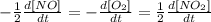-\frac{1}{2}\frac{d[NO]}{dt}=-\frac{d[O_2]}{dt}=\frac{1}{2}\frac{d[NO_2]}{dt}