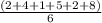 \frac{(2+4+1+5+2+8)}{6}