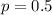 p = 0.5