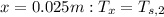 x=0.025m:T_x=T_{s,2}