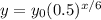 y=y_{0}(0.5)^{x/6}