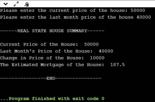 1.12 LAB: Input and formatted output: House real estate summary Sites like Zillow get input about ho