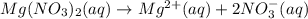 Mg(NO_3)_2(aq)\rightarrow Mg^{2+}(aq)+2NO_3^{-}(aq)