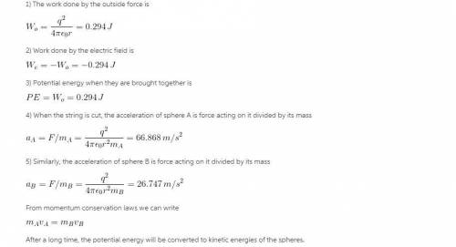 An outside force, Fo, brings two small metal spheres, A and B, at rest from a long distance away to