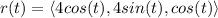 r(t)=\langle4cos(t),4sin(t),cos(t)\rangle