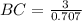 BC=\frac{3}{0.707}