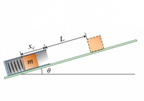 Find L, the distance traveled along the incline by the block after it exits the gun. Ignore friction